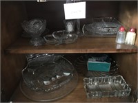 2 Shelves of Glass Serving Plates, Bowls, S