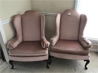 2 Crushed Velvet Rose Pink Chairs