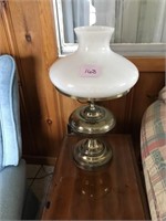 Brass Table Lamp w/White Globe