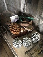 Fireplace Basket, Pinecone Candles & Misc.