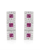 18KT White Gold 0.65ctw Ruby and Diamond Earrings