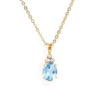 Plated 18KT Yellow Gold 4.35ctw Blue Topaz and Dia