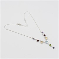 Silver Natural Mixed Gemstone Necklace
