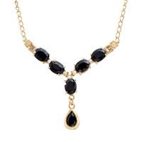 Plated 18KT Yellow Gold 9.10ctw Black Sapphire and