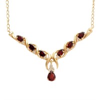 Plated 18KT Yellow Gold 3.50ctw Garnet and White T