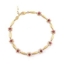 Plated 18KT Yellow Gold 1.25ctw Ruby and Diamond B