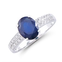 14KT White Gold 2.40ct Blue Sapphire and Diamond R