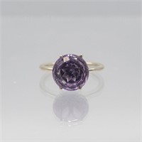 Natural 7 Ct Hand Carved Rose Amethyst Ring