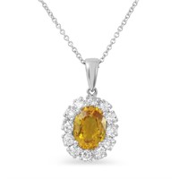14KT White Gold 1.63ct Yellow Sapphire and Diamond