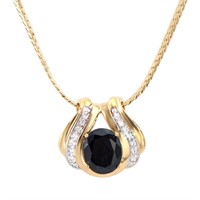 Plated 18KT Yellow Gold 6.00ct Black Sapphire and