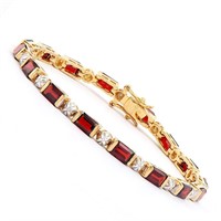 Plated 18KT Yellow Gold 10.00ctw Garnet and Diamon