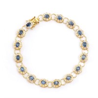 Plated 18KT Yellow Gold 6.25ctw Blue Sapphire and
