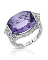 18KT White Gold 10.83ct Amethyst and Diamond Ring