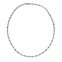 14KT White Gold 3.60ctw Multi Color Sapphire and D