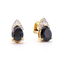 Plated 18KT Yellow Gold 2.85ctw Black Sapphire and