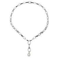 14KT White Gold 6.56ct Pearl and Diamond Necklace