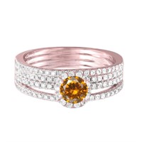 14KT Rose Gold 1.03ct Citrine and Diamond Ring