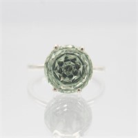 Natural 7 Ct Hand Carved Green Amethyst Ring