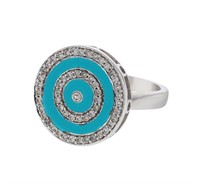 14KT White Gold 0.69ctw Turquoise and Diamond Ring