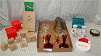 FLAT BOX OF MOSTLY AVON CHRISTMAS DECORATIONS