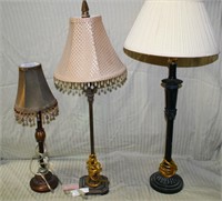3 DECORATIVE MODERN TABLE LAMPS W/SHADES