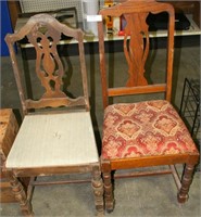 2 VTG. WOOD FRAMED DINING CHAIRS