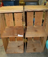 2 DIVIDED WOODEN FRUIT/PRODUCE CRATES