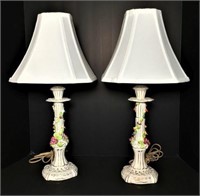 Pair of Italian Hand Painted Ceramic Lamps