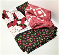 Two Red and Black Quilts