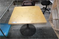 Wood Top Table w/ Cast Iron Base. 32" x 32" x 29"