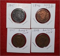 (4) Large Cents 1845 to 1848