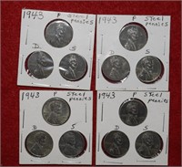 (4) Sets of 1943 Steel Pennies P-D-S Mints