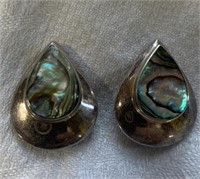 Sterling Silver Clip Earrings w/ Abalone