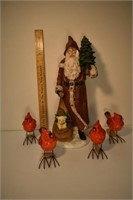 SANTA  AND 4 CARDINALS