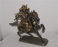 Large Toyo Metal Samurai Warrior on Horseback