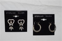 Two Pair of Sterling Silver Earrings