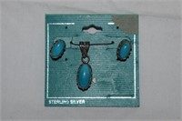 Sterling Silver Pendant & Earrings w/ Turquoise