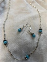 Sterling Silver & Turquoise Necklace w/ Matching