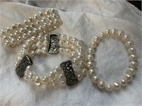 Three Genuine Pearl Bracelets
