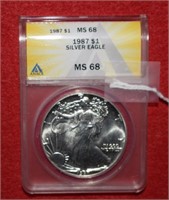 1987 Silver Eagle MS68 ANACS