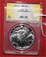 1987 Silver Eagle MS68 ANACS