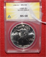 1989 Silver Eagle  MS68  ANACS