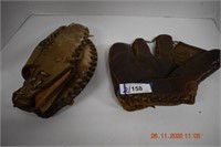 two Vintage Collectible Baseball Gloves