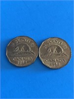 2 1942 TOMBAC 5c COINS