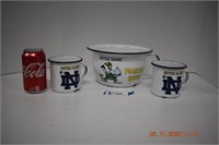 Notre Dame Collectible Enamel Bowl & Cups
