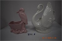 Swan TV Lamp & Haeger Pelican Vase