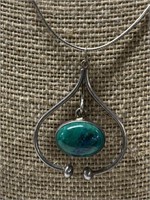 Sterling Silver Necklace w/ Blue/Green