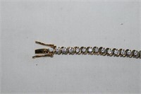 Sterling Silver Tennis Bracelet w/ Gold Overlay &