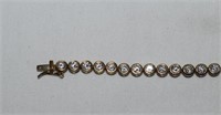 Sterling Silver Bracelet w/ Gold Overlay and CZs