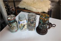 3 Bell Jars Filled w/ Buttons, Decorative Soap &